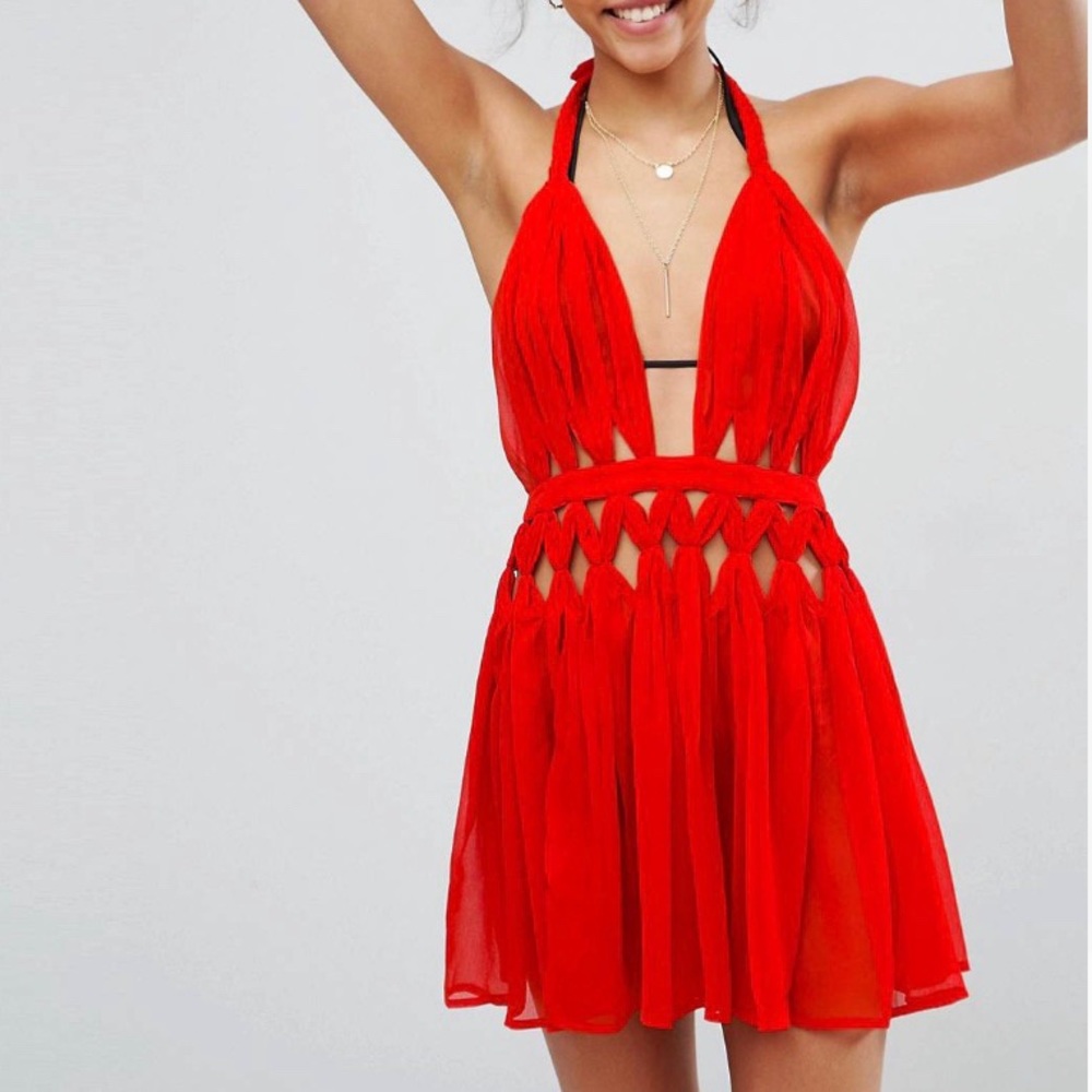 Red Mini Beach Cover Up